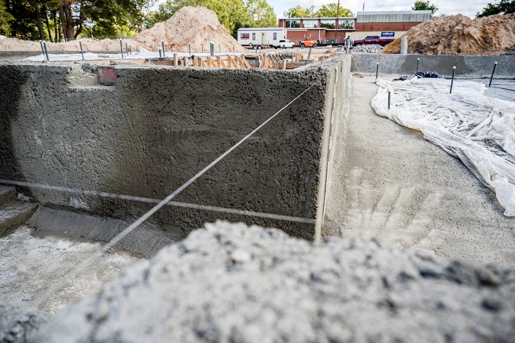 Construction site foundation work